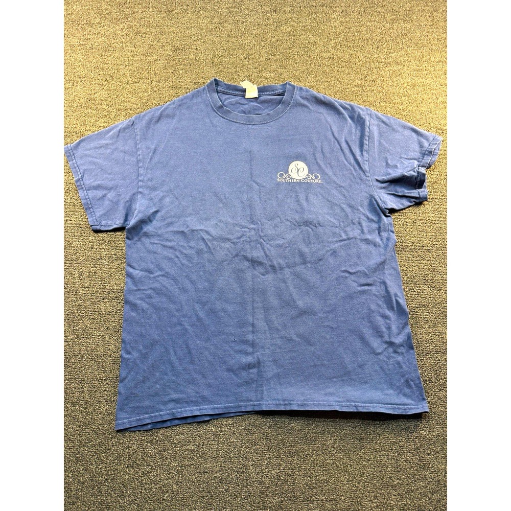 Gildan Ultra Cotton L Blue Short Sleeve Crew Neck Cross Graphic T-Shirt
